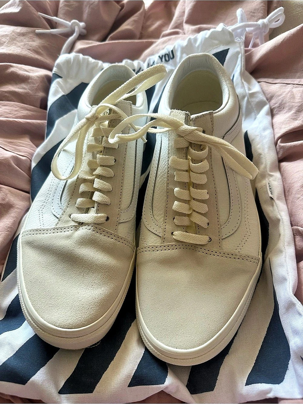 Vans Old Skool Customs Low-Top Sneakers Cream & White US 10.5